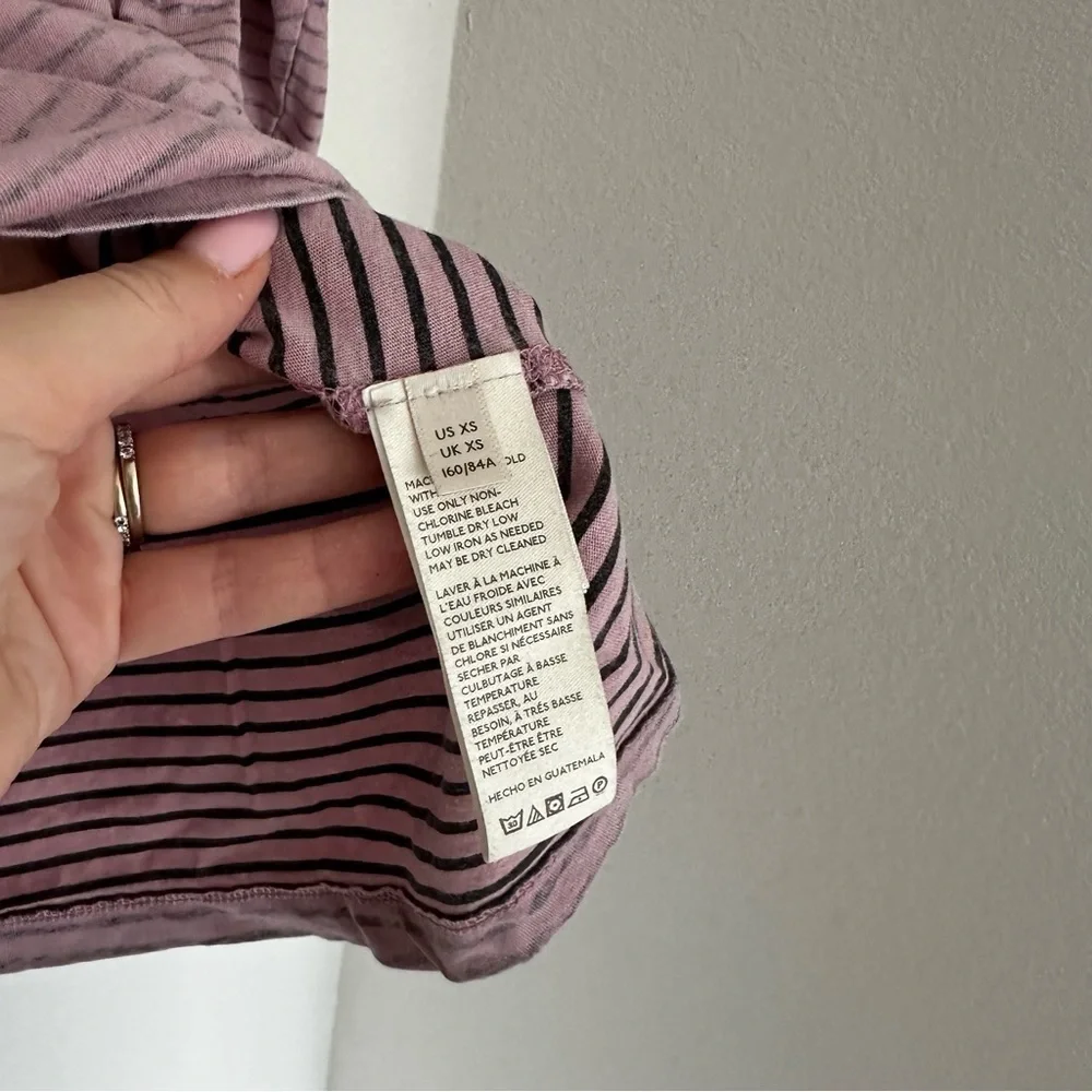 Free People Be Free Striped Long Sleeve Shirt Size XS Purple Women’s 100% Cotton